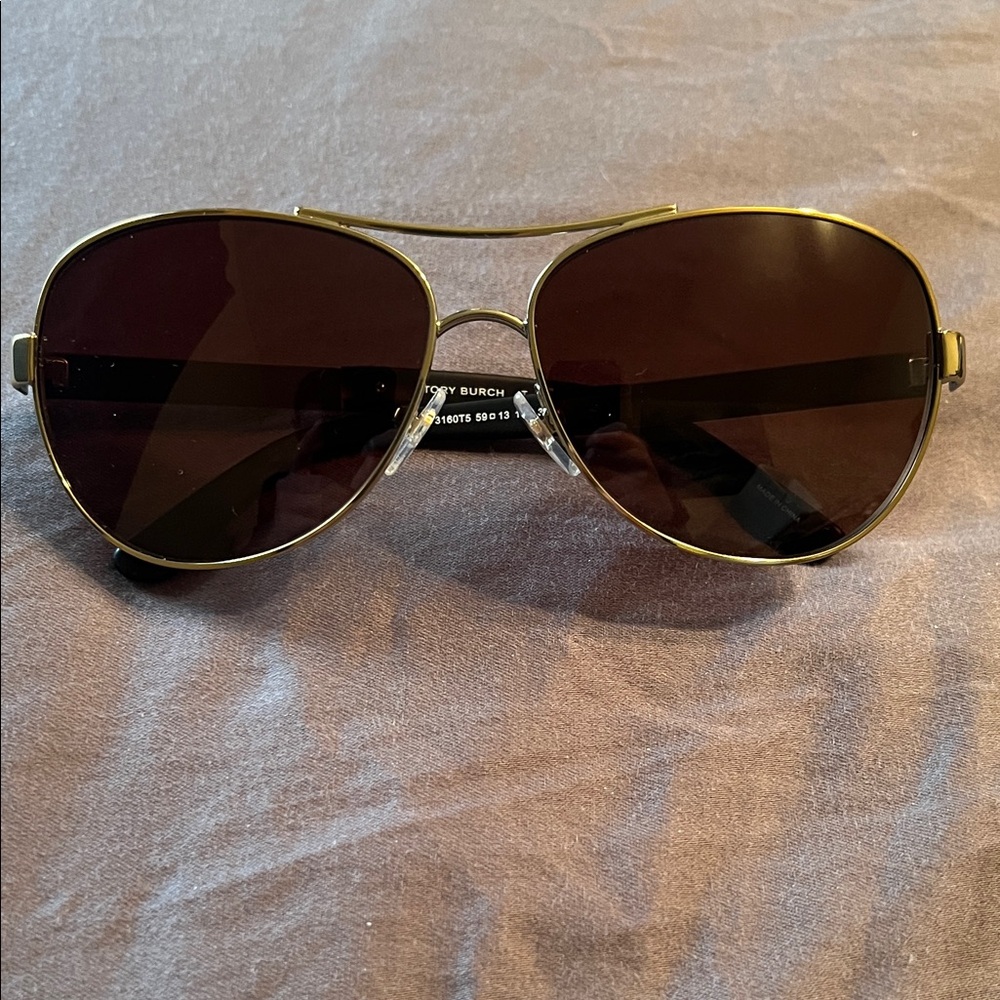 Tory Burch Black Lens Gold Frame Sunglasses